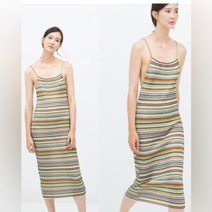 Zara Colorful Striped Maxi Dress